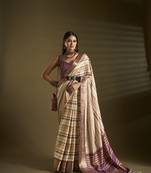 Elora tussar zari colorblocked pattern bollywood saree (multicolor)