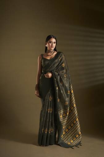 Elora pure zari spun woven designed bollywood saree (black)