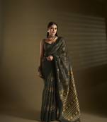 Elora pure zari spun woven designed bollywood saree (black)