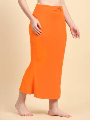 Trendmalls Orange Lycra Spandex Saree Shapewear Skirt Petticoat for Women 6