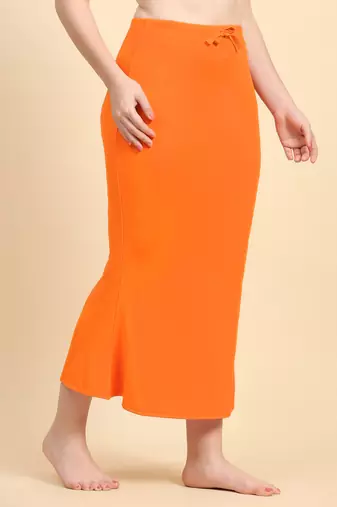 Trendmalls Orange Lycra Spandex Saree Shapewear Skirt Petticoat for Women