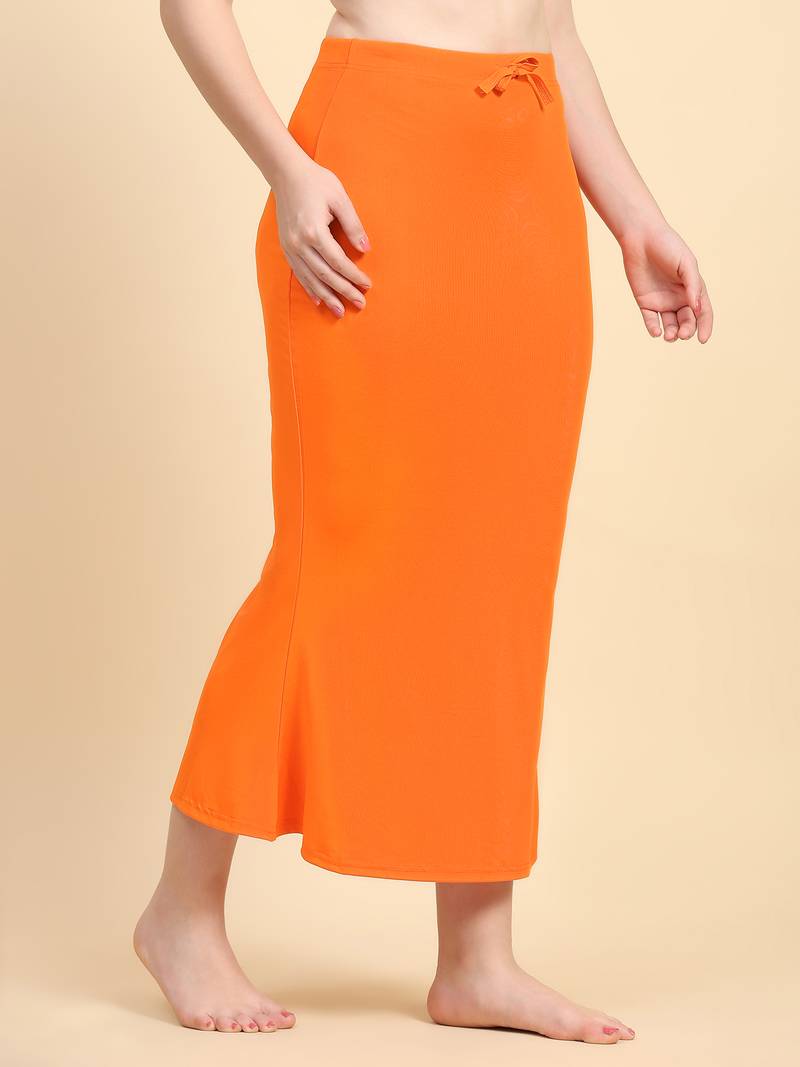 Orange Lycra Spandex Saree Shapewear Skirt Petticoat for Women