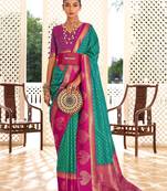 Rama green designer weaving soft banarasi paithani saree with blouse