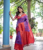 Faux banarasi silk fabric with designer tassels and heavy rich pallu