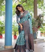 Faux banarasi silk fabric with designer tassels and heavy rich pallu