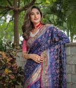 Soft patola silk rich pallu and contrast zari border all over the saree with brocade blouse