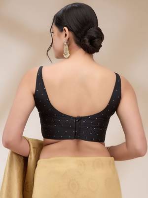 Salwar Studio Women's Taffeta silk Printed Readymade Padded Saree Blouse 2