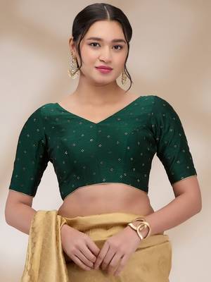 Salwar Studio Women's Silk blend Printed Readymade Padded Saree Blouse 1