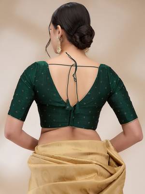 Salwar Studio Women's Silk blend Printed Readymade Padded Saree Blouse 2