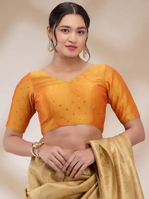 Salwar Studio Women's Silk blend Printed Readymade Padded Saree Blouse 1