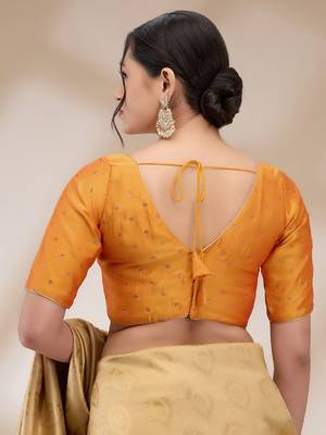 Salwar Studio Women's Silk blend Printed Readymade Padded Saree Blouse 2