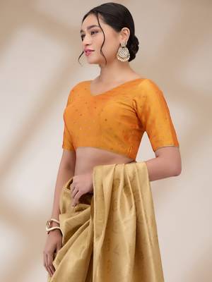 Salwar Studio Women's Silk blend Printed Readymade Padded Saree Blouse 3