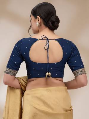 Salwar Studio Women's Mulberry Silk Embroidered Readymade Padded Saree Blouse 2