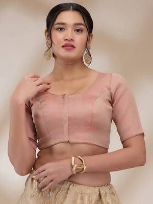 Rose Pink Banarasi Silk Plain Readymade Blouse 1