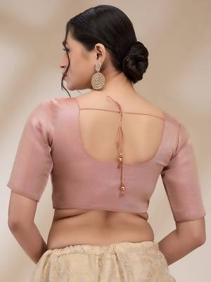 Rose Pink Banarasi Silk Plain Readymade Blouse 2