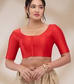 Salwar Studio Women's Silk blend Solid Readymade Padded Saree Blouse