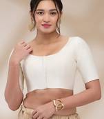 Salwar Studio Women's Silk blend Solid Readymade Padded Saree Blouse