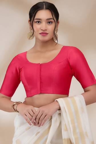 Salwar Studio Women's Silk blend Solid Readymade Padded Saree Blouse