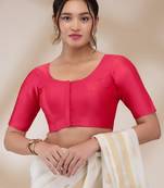 Salwar Studio Women's Silk blend Solid Readymade Padded Saree Blouse