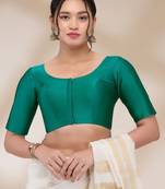 Salwar Studio Women's Silk blend Solid Readymade Padded Saree Blouse