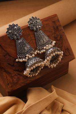 Exquisite Oxidized Statement Jhumki Earrings for Navratri 1