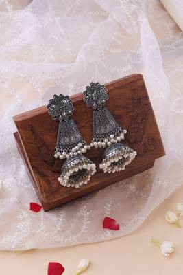 Exquisite Oxidized Statement Jhumki Earrings for Navratri 2