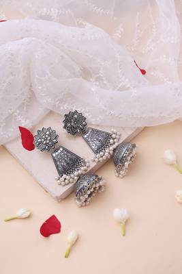Exquisite Oxidized Statement Jhumki Earrings for Navratri 3