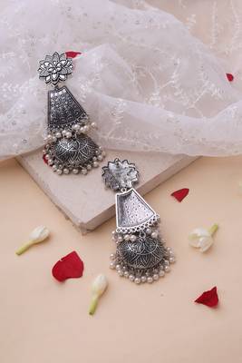 Exquisite Oxidized Statement Jhumki Earrings for Navratri 4