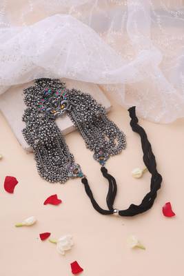 Oxidised Layered Ghungroo Necklace with Devi Pendant 5