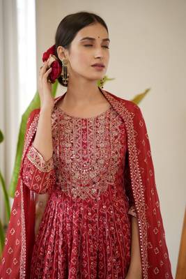 royal red cotton embroidered naira cut suit 2