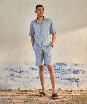 Deep blue textured cotton the sky co-ord set 1