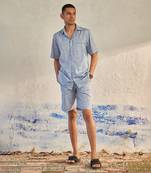 Deep blue textured cotton the sky co-ord set