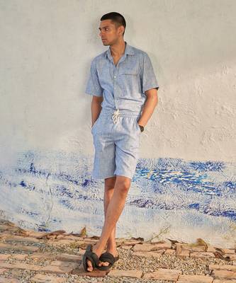 Deep blue textured cotton the sky co-ord set 2