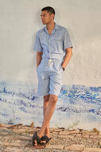 Deep blue textured cotton the sky co-ord set