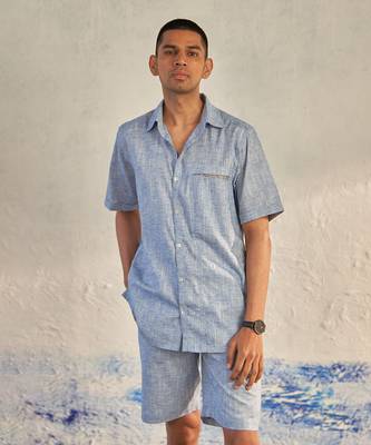Deep blue textured cotton the sky co-ord set 3