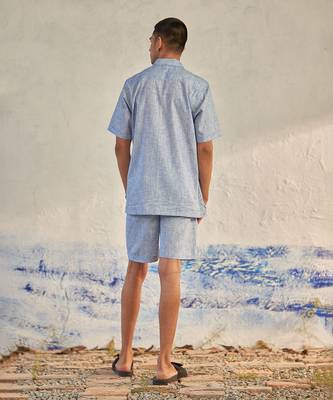 Deep blue textured cotton the sky co-ord set 4