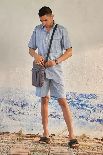 Deep blue textured cotton the sky co-ord set