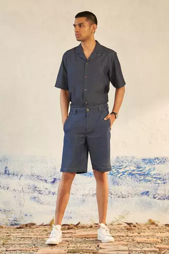 Blue cotton denim ultramarine coord set
