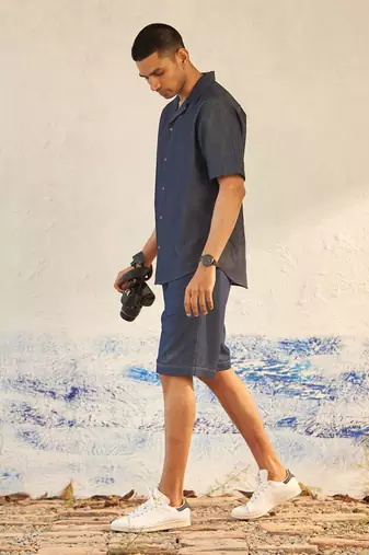 Blue cotton denim ultramarine coord set