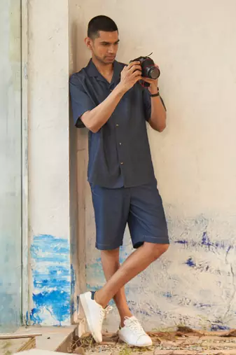 Blue cotton denim ultramarine coord set