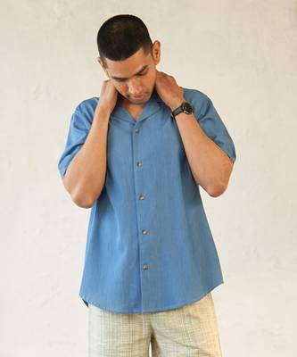Blue cotton denim urban denim shirt 2