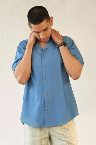 Blue cotton denim urban denim shirt