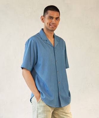 Blue cotton denim urban denim shirt 3