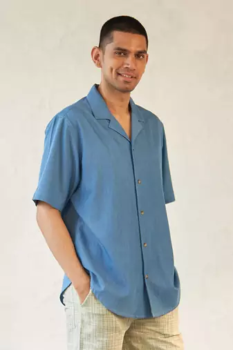 Blue cotton denim urban denim shirt