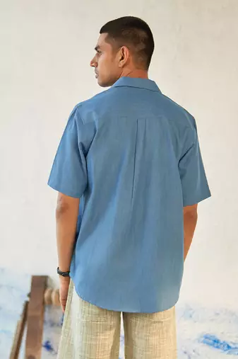 Blue cotton denim urban denim shirt