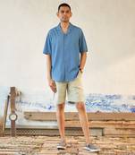 Blue and brown textured cotton metropolitan co-ord set