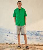 Green cotton walk-a-mile shirt
