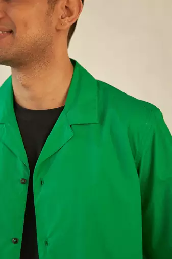 Green cotton walk-a-mile shirt