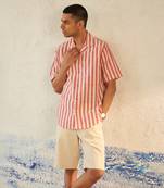 Red textured cotton sailing breeze shirt