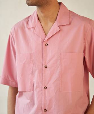 light pink cotton base camp collar pocket shirt 4